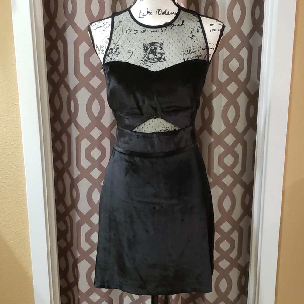 Express Mesh Cutout Crushed Velvet LBD Dress